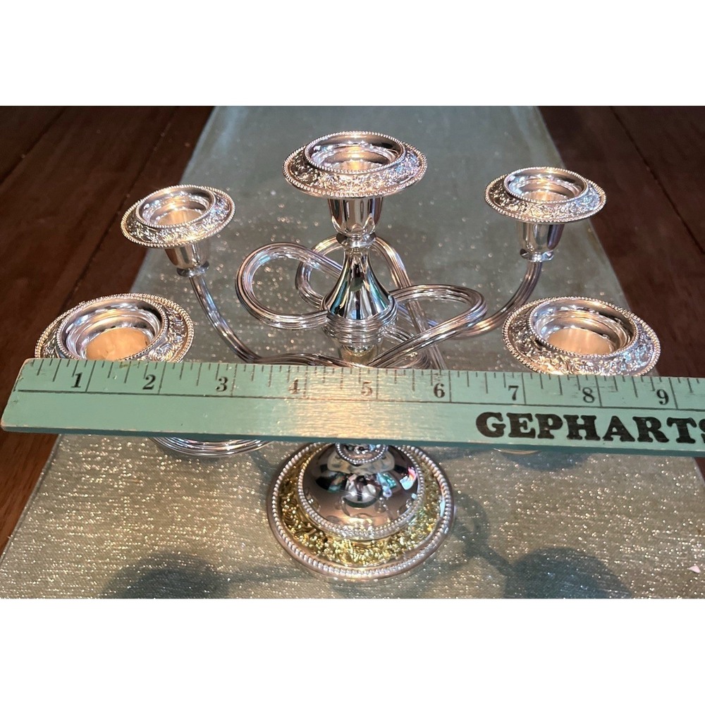 MCM Mayell Silverplate EP On Zinc 5 Arm Candelabra Made in England Two Tone - Picture 6 of 9